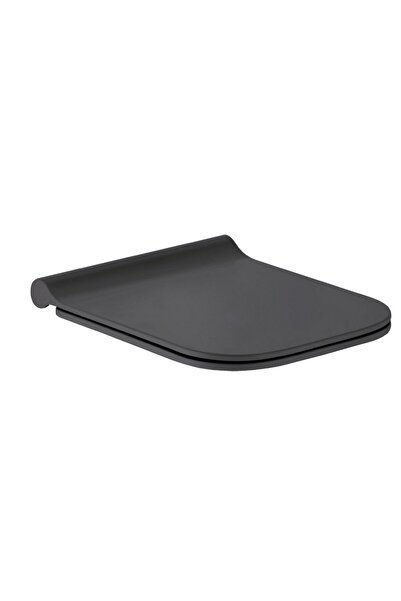 Seramiksan Bold Antrasit Kanalsız Duvara Sıfır Klozet Takımı A091030H, Bold Antrasit Duroplast Yavaş