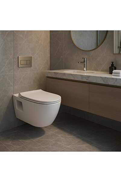 Creavit Turavit Rondo Kanallı Beyaz Asma Klozet RND5508, Nkp Yavaş Kapak, Terra Gömme Rezervuar Set