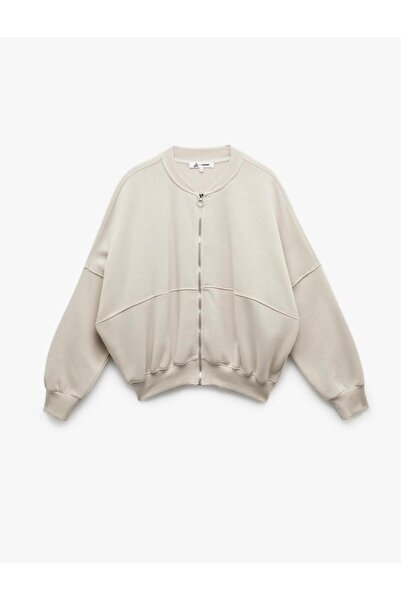 Koton Three Thread Raised Long Sleeve Zippered Bomber Collar Sweatshirt (Aw 25)