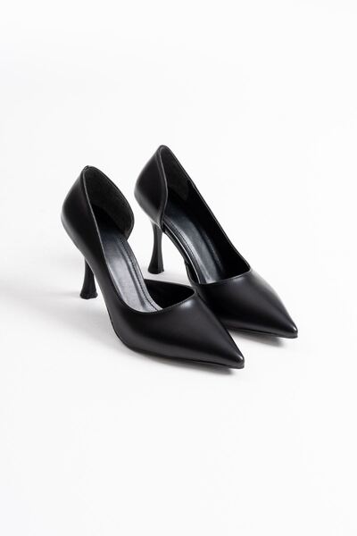 AuroraStore Angela Women's Black Leather Heeled Shoes