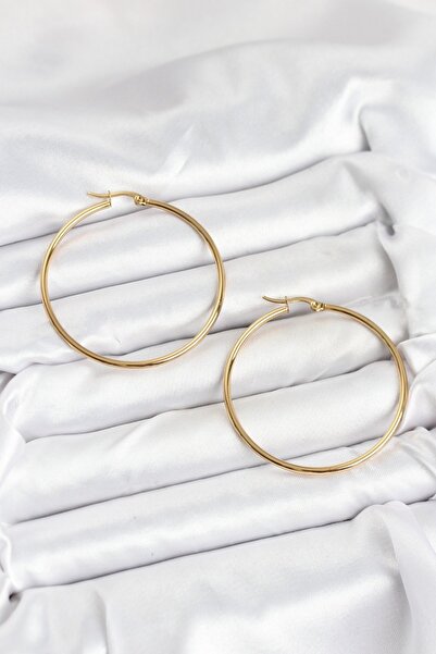 Clariss 316L Steel Gold Color 45 mm Hoop Women Earrings