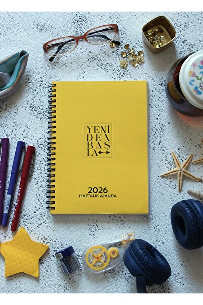 KAĞIT KAYIK 2026 YENİDEN BAŞLA AJANDA 160 SAYFA SPİRALLİ SARI