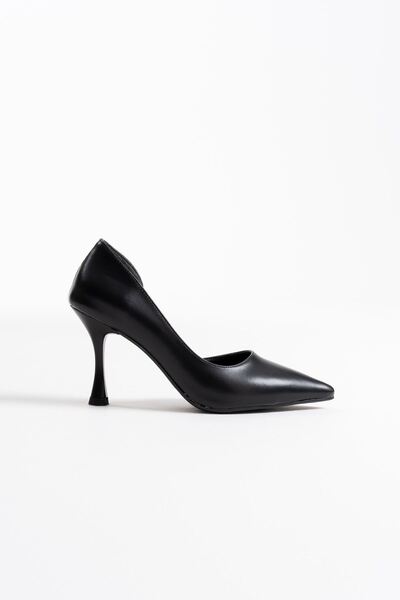 AuroraStore Angela Women's Black Leather Heeled Shoes