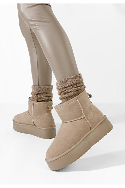 B T Shoes Μπότες τύπου ug με πλατφόρμα Nalya V3 μπεζ