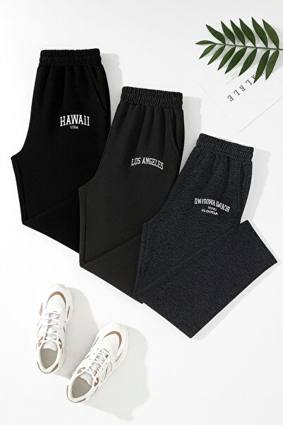 Le Vion Pantaloni de trening largi cu imprimeu minimalist, 3 piese - Pantalon...