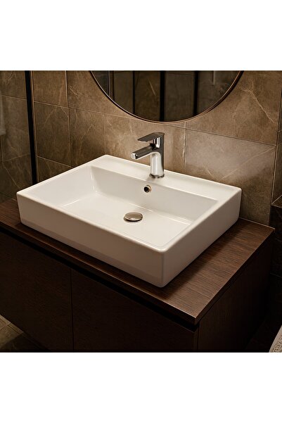 Turavit Vega Dikdörtgen Beyaz Delikli Lavabo 50x42 Cm VG0050