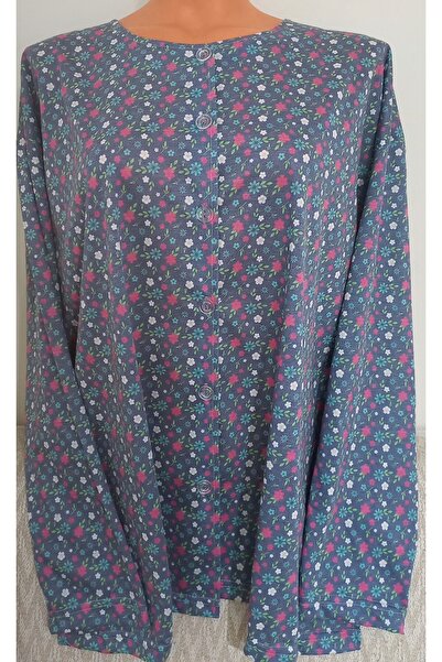 Anne Er Clothing Paper Print Combed Cotton Blouse Front Buttoned Long Sleeve Patterned