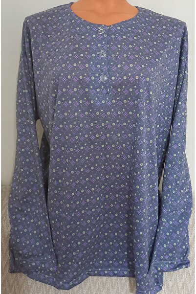 Anne Er Clothing Paper Print Combed Cotton Blouse 3 Buttons Long Sleeve Patterned