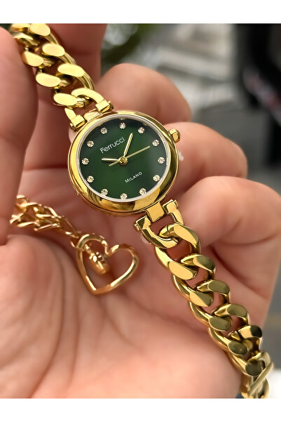 Ferrucci Mini Mini Women's Wristwatch, Yellow Green Steel Chain Cord, Milano Series Bracelet Gift
