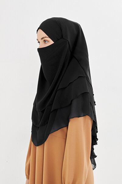 Modestia Women's Chiffon Layered Hijab Shawl – Tie-On Niqab Model