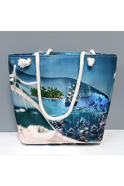 Okyanuss Accessories حقيبة شاطئ منقوشة على شكل سفينة