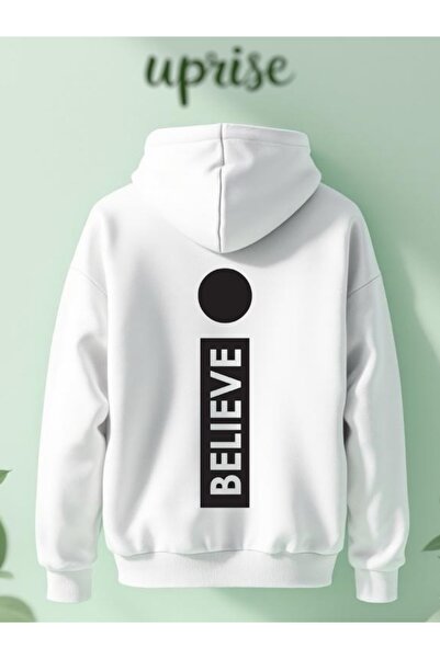 Vordevia Hanorac Believe cu imprimeu Cotton 3 Yarn O supradimensionat