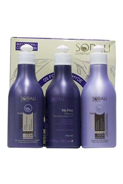 SORALI مجموعة العناية اليومية من سورالي لعلاج الشعر وتقويمه - عبوة من 3 قطع × 300 مل