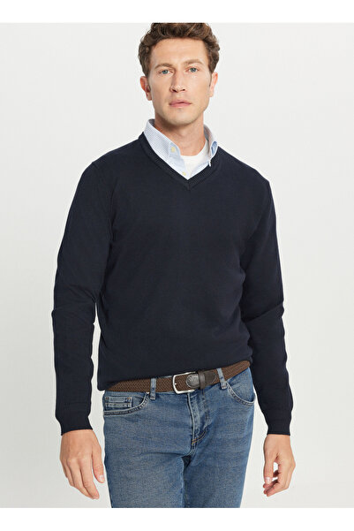 ALTINYILDIZ CLASSICS V Yaka Standart Lacivert Erkek Kazak ACE043261434_LAC