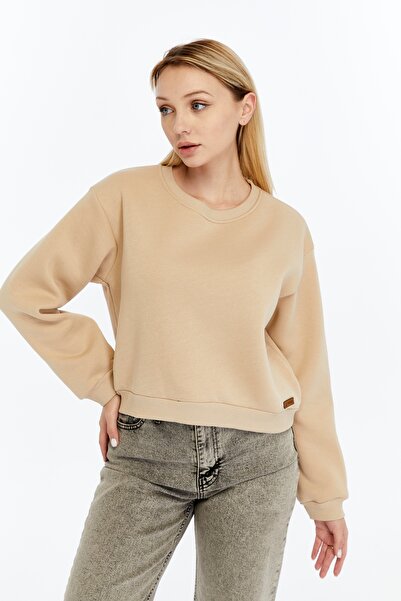 FHELIA Hanorac crop de bază pentru femei, negru, din bumbac, cu croială oversize