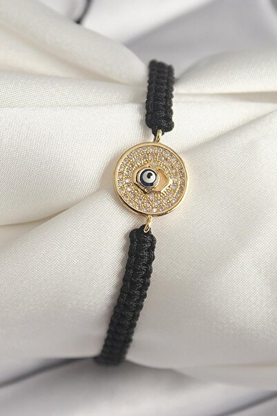 Inure Jewelry سوار نسائي مطلي بالذهب مع أحجار الزركون على شكل عين الحسد، مصنو...