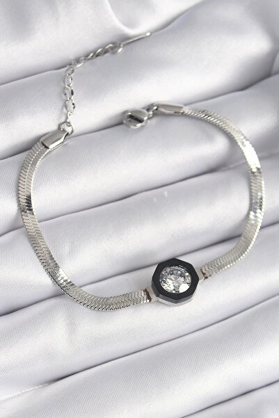 Inure Jewelry 316L الصلب الفضة اللون الزركون حجر سلسلة الإيطالية نموذج سوار ا...