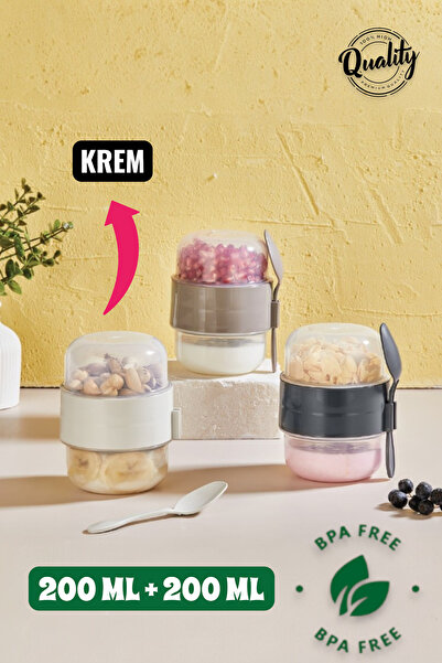 MUF HOME وعاء للوجبات الخفيفة والزبادي مع ملعقة، حاوية تخزين للوجبات الصحية (...