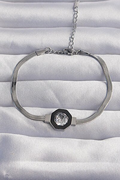 Inure Jewelry 316L الصلب الفضة اللون الزركون حجر المينا سلسلة الإيطالية سوار ...