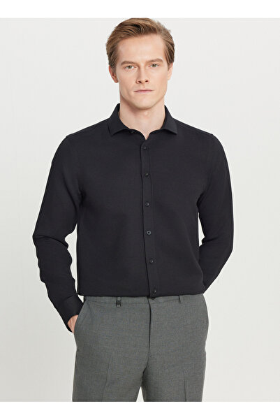 ALTINYILDIZ CLASSICS Tailored Fit İtalyan Yaka Siyah Erkek Gömlek ACE020261600_SYH