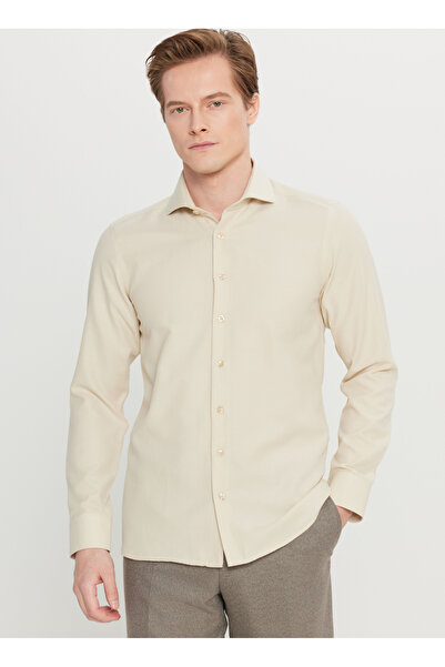 ALTINYILDIZ CLASSICS Tailored Fit İtalyan Yaka Bej Erkek Gömlek ACE020261606_BEJ