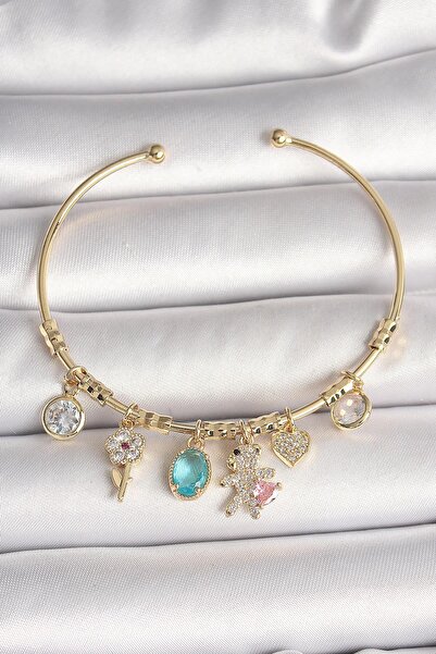 Inure Jewelry النحاس الذهب اللون استرخى الزركون حجر تيدي بير الشكل القلب التف...