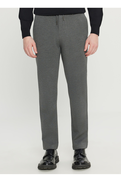ALTINYILDIZ CLASSICS Bağlamalı Bel Dar Paça Jogger Gri Melanj Erkek Pantolon ACE001261527_GMJ