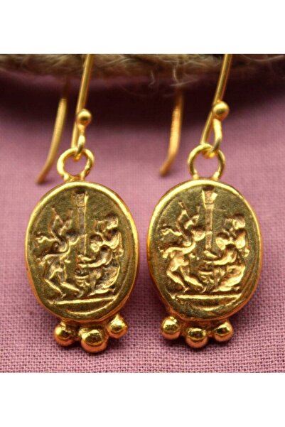 alpsilverart 925 Ayar Gümüş Yunan Dönemi Sikke Motifli Küpe | El Yapımı Antik Vintage Kadın Takı