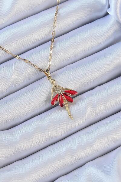 Inure Jewelry 316L سلسلة الصلب الذهب اللون الأحمر تنورة الزركون حجر راقصة الب...