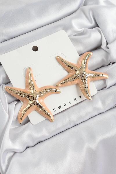 Inure Jewelry Brass Cream Starfish Model Vintage Women's Earrings Daily Use