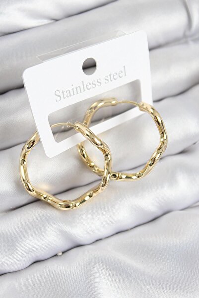 Inure Jewelry Brass Hoop Model Gold Color Women's Earrings Daily Use