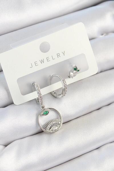 Inure Jewelry طقم أقراط نسائية مكونة من 3 أزواج من حجر الزركون والنسر موديل ف...