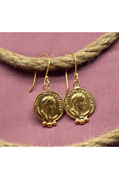 alpsilverart 925 Ayar Gümüş Yunan Dönemi Sikke Motifli Küpe | El Yapımı Antik Vintage Kadın Takı