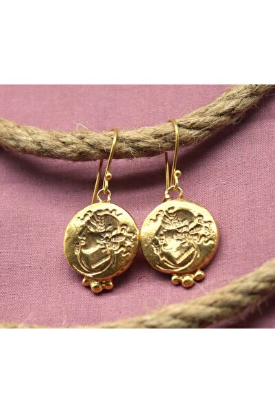 alpsilverart 925 Ayar Gümüş Yunan Dönemi Sikke Motifli Küpe | El Yapımı Antik Vintage Kadın Takı
