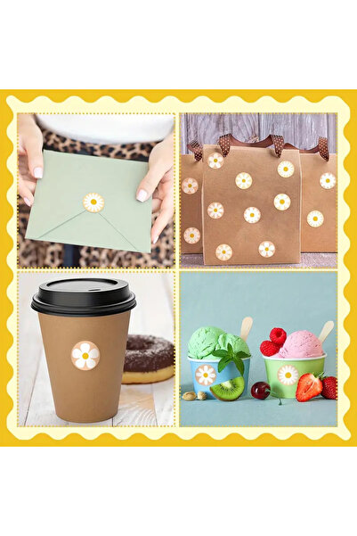 hdcw 500 ADET 2,5 cm PAPATYA TASARIMLI YAPIŞKANLI RULO STICKER ETİKET HEDİYE PAKETLEME