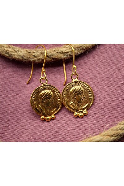 alpsilverart 925 Ayar Gümüş Yunan Dönemi Sikke Motifli Küpe | El Yapımı Antik Vintage Kadın Takı