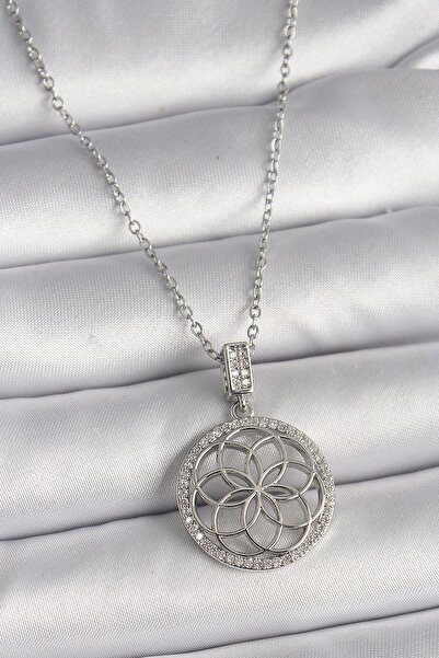 Inure Jewelry 316L الصلب الفضة اللون سلسلة الزركون حجر لوتس نموذج قلادة المرأة