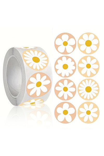 hdcw 500 ADET 2,5 cm PAPATYA TASARIMLI YAPIŞKANLI RULO STICKER ETİKET HEDİYE PAKETLEME