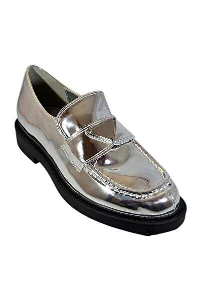 Ego Mocasini Manchester Prad-a Loafers pentru femei, argintiu oglindă, mărimea 37 EU