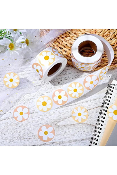 hdcw 500 ADET 2,5 cm PAPATYA TASARIMLI YAPIŞKANLI RULO STICKER ETİKET HEDİYE PAKETLEME