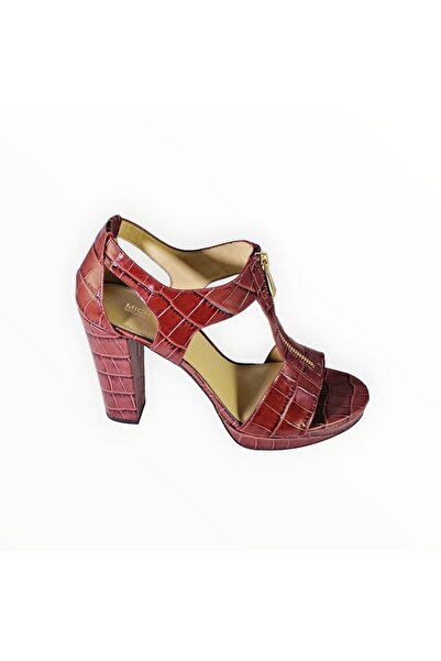 Michael Kors Women's Block Heel Sandals Leather Grena Croc EU Size 40