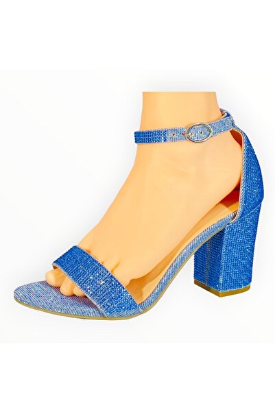 Star collections Sandale cu toc pentru femei Star Collection X Rita Ora, lurex și diamante albastre, mărimea 38 EU