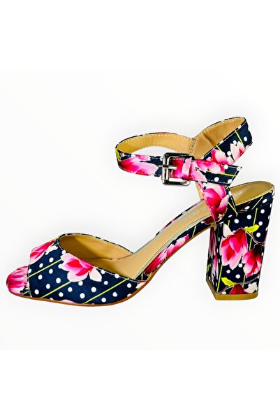 Vadodara Head Over Heels - Women's Sandals by Dune London with Block Heel and Floral Print - Textile Material
