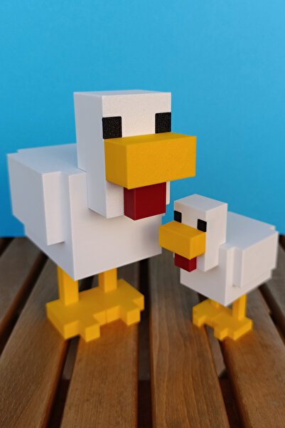 Morfik Minecraft 2'li Tavuk Figür Seti – Koleksiyonluk & Hediyelik - Piksel S...