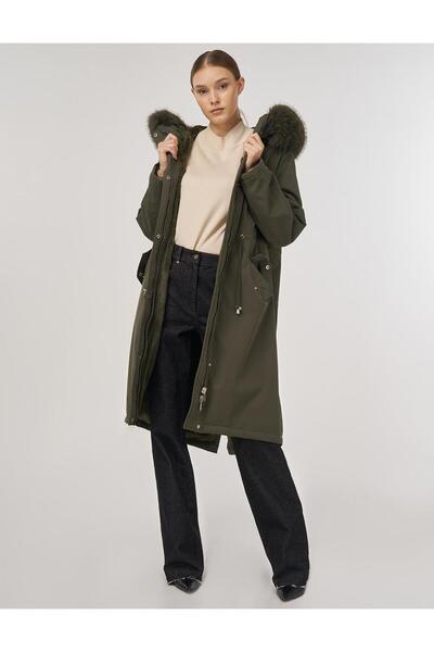 Kayra Pocket Detailed Anorak Coat Khaki