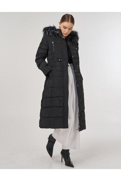 Kayra Waist Drawstring Goose down Filled Coat Black
