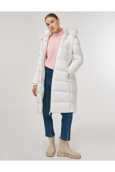 Kayra Hotfix Printed Anorak Coat Optical White