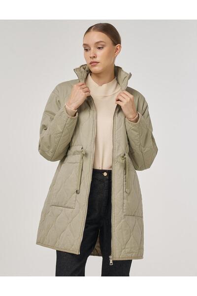 Kayra Stand Collar Anorak Coat Light Brown