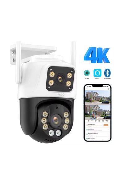 M90 4K 8MP FT62 WiFi Kamera Çift Lensli Dış Mekan IP Kamerası İnsan Algılama ...