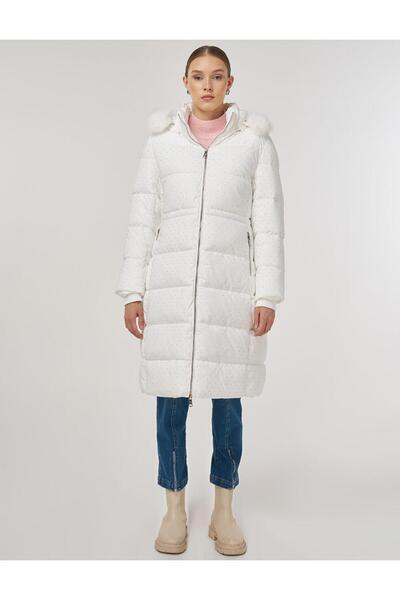 Kayra Hotfix με τύπωμα Anorak Παλτό Οπτικά Λευκό